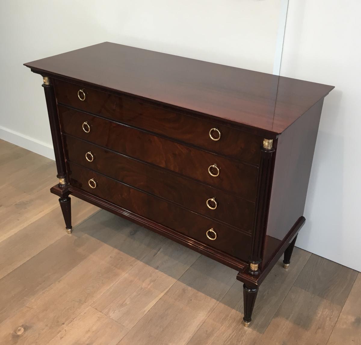 Neoclassical Chest Of Mahogany And Brass. Around 1950-photo-3