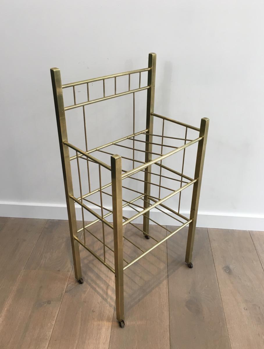 Brass Magazine Rack (damaged Brass In Low Part On One Of The Feet). Around 1900