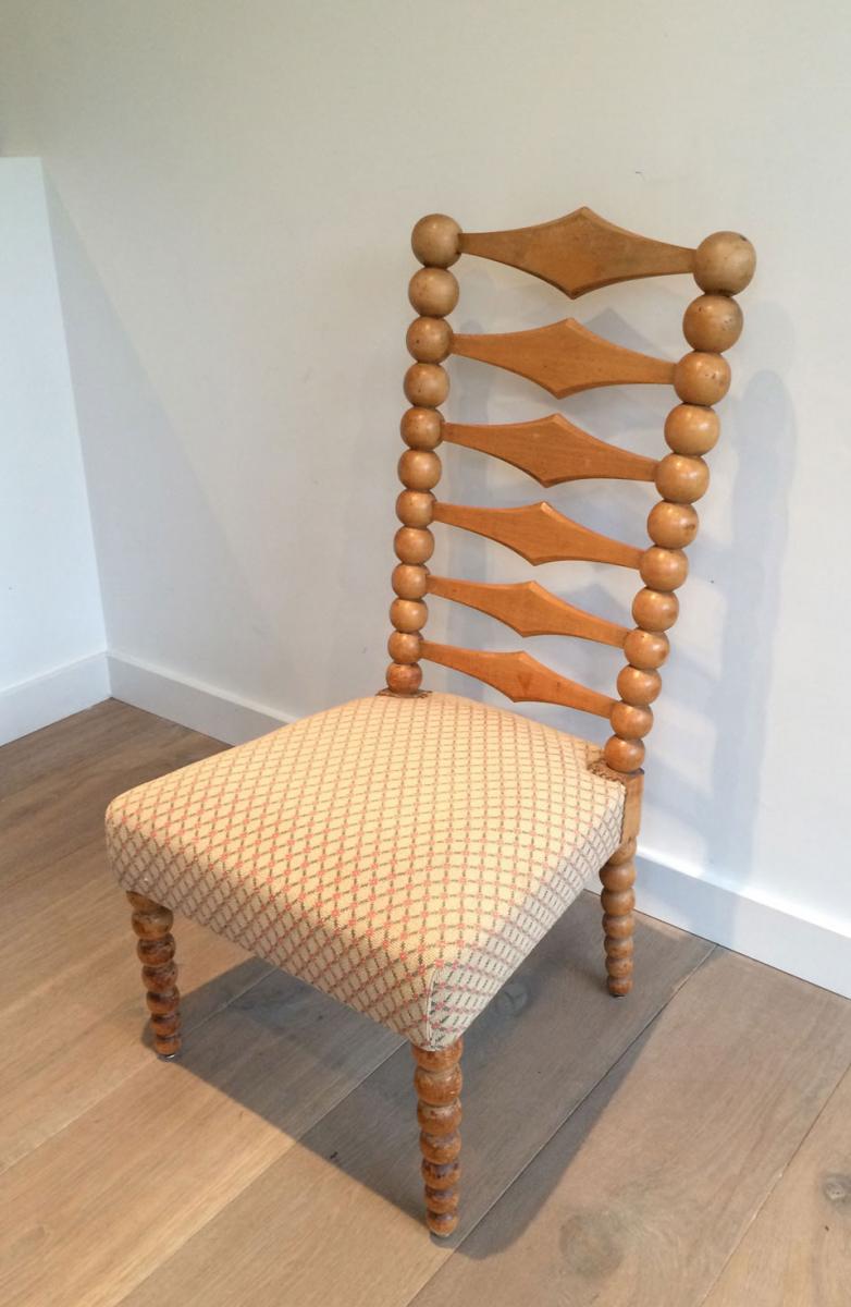 Chaise Décorative Constituée De Boules Et Losanges De Bois. Vers 1940 