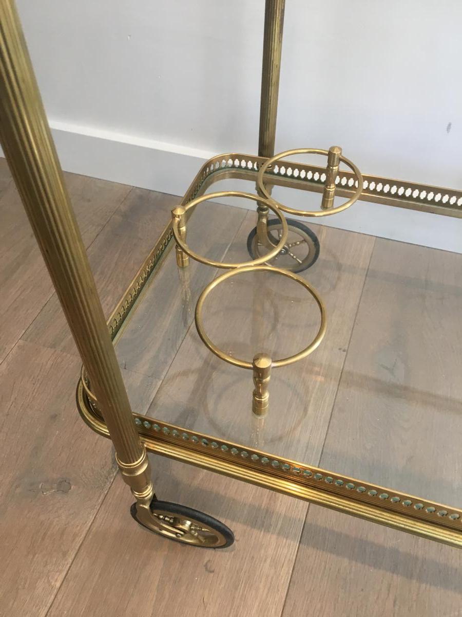 Attributed To Maison Bagués. Neoclassical Style Brass Drinks Trolley. French. Circa 1940 -photo-1