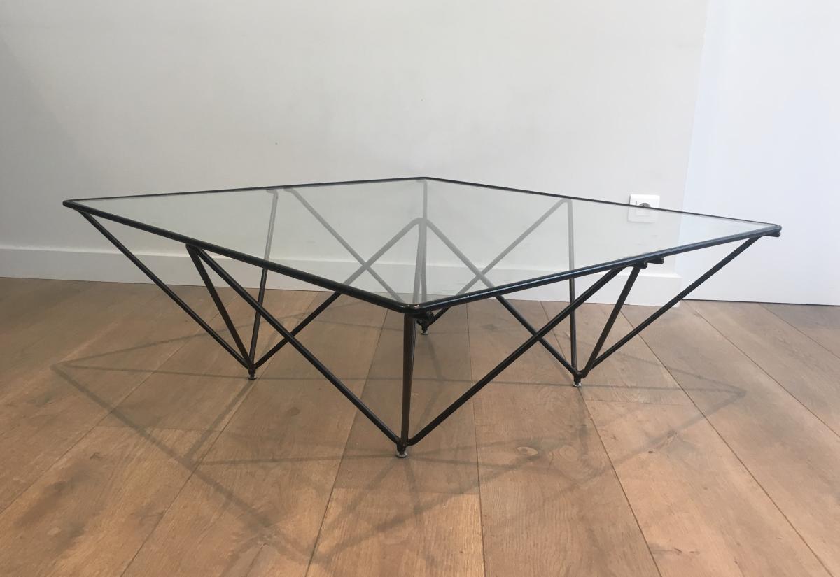 Paolo Piva. Black Lacquered Pyramidal Coffee Table. Italy,. Circa 1970 -photo-1