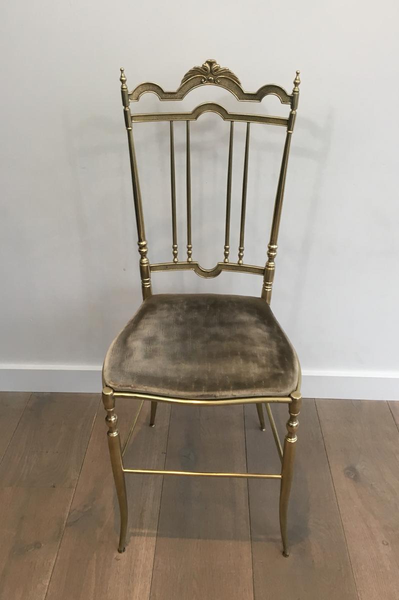 Rare Set Of 4 Elegant Neoclassical Brass Chairs. (seats Must Be Re-upholstered). French. Circa -photo-2