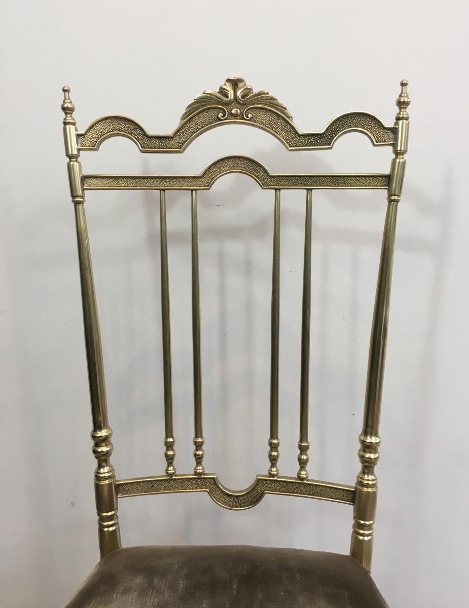 Rare Set Of 4 Elegant Neoclassical Brass Chairs. (seats Must Be Re-upholstered). French. Circa -photo-2