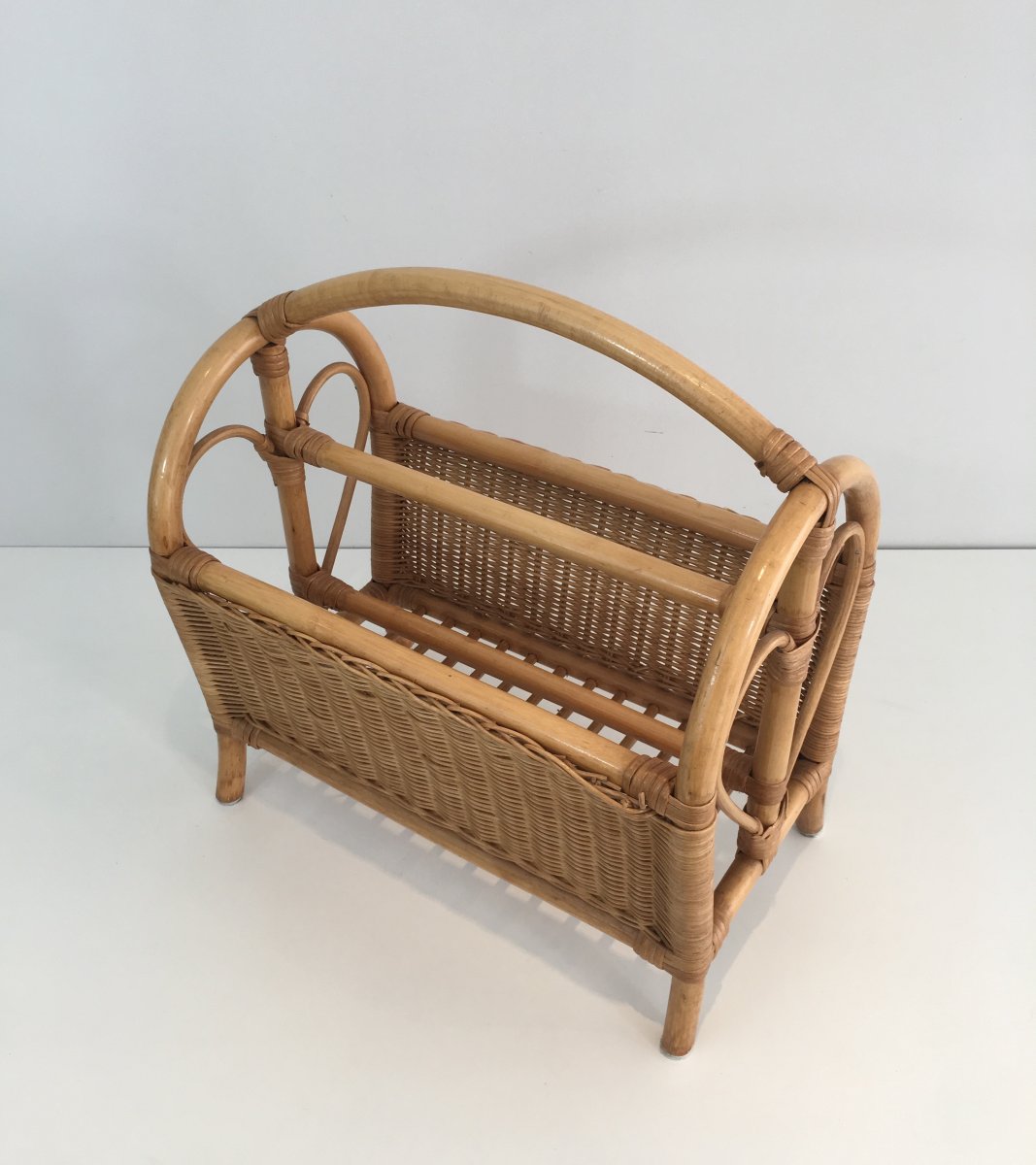 Rattan Magazine Rack. French Work. Circa1970-photo-1