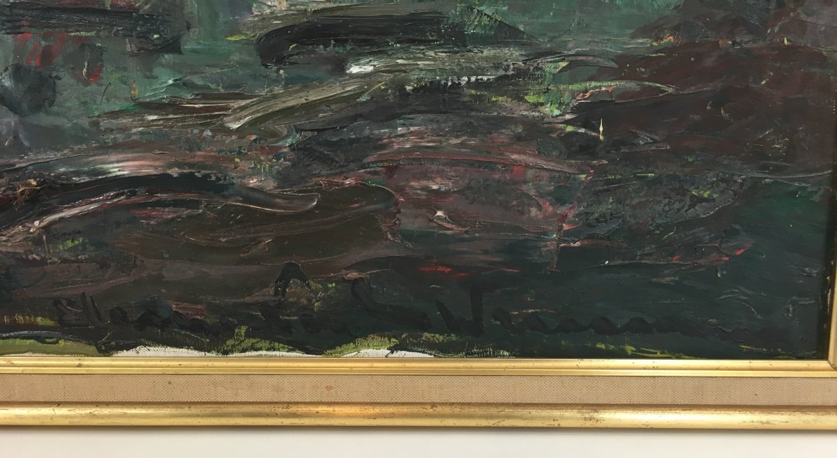 Oil On Canvas. Signed. Circa 1960-photo-2