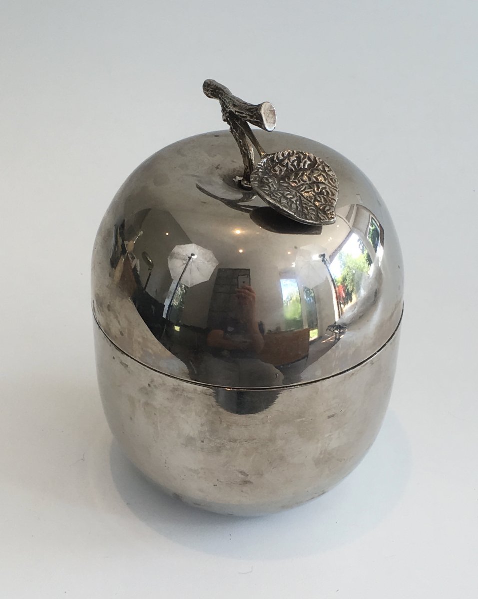 Silver Plated Ice Bucket Showing An Apple. French. Circa 1970 -photo-4
