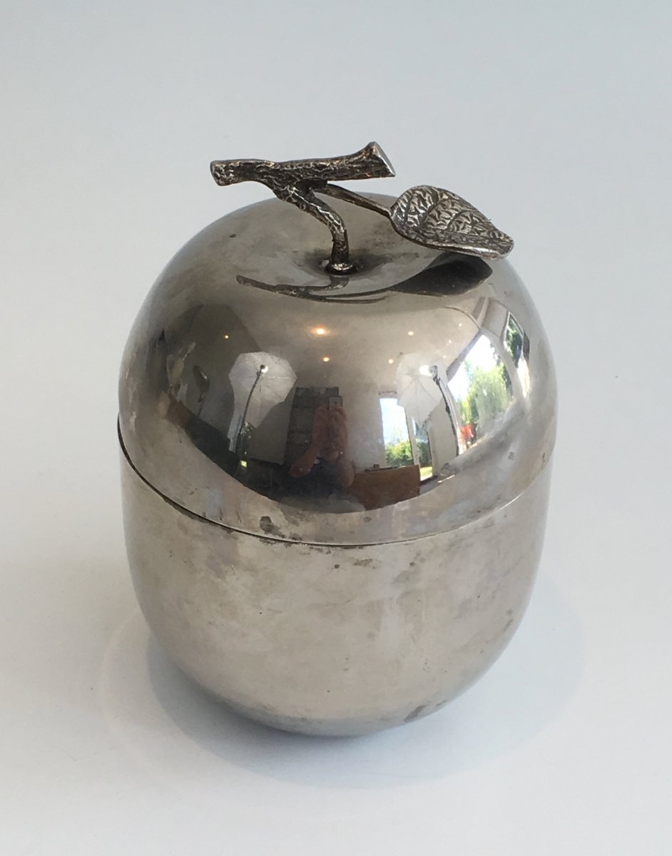 Silver Plated Ice Bucket Showing An Apple. French. Circa 1970 -photo-8