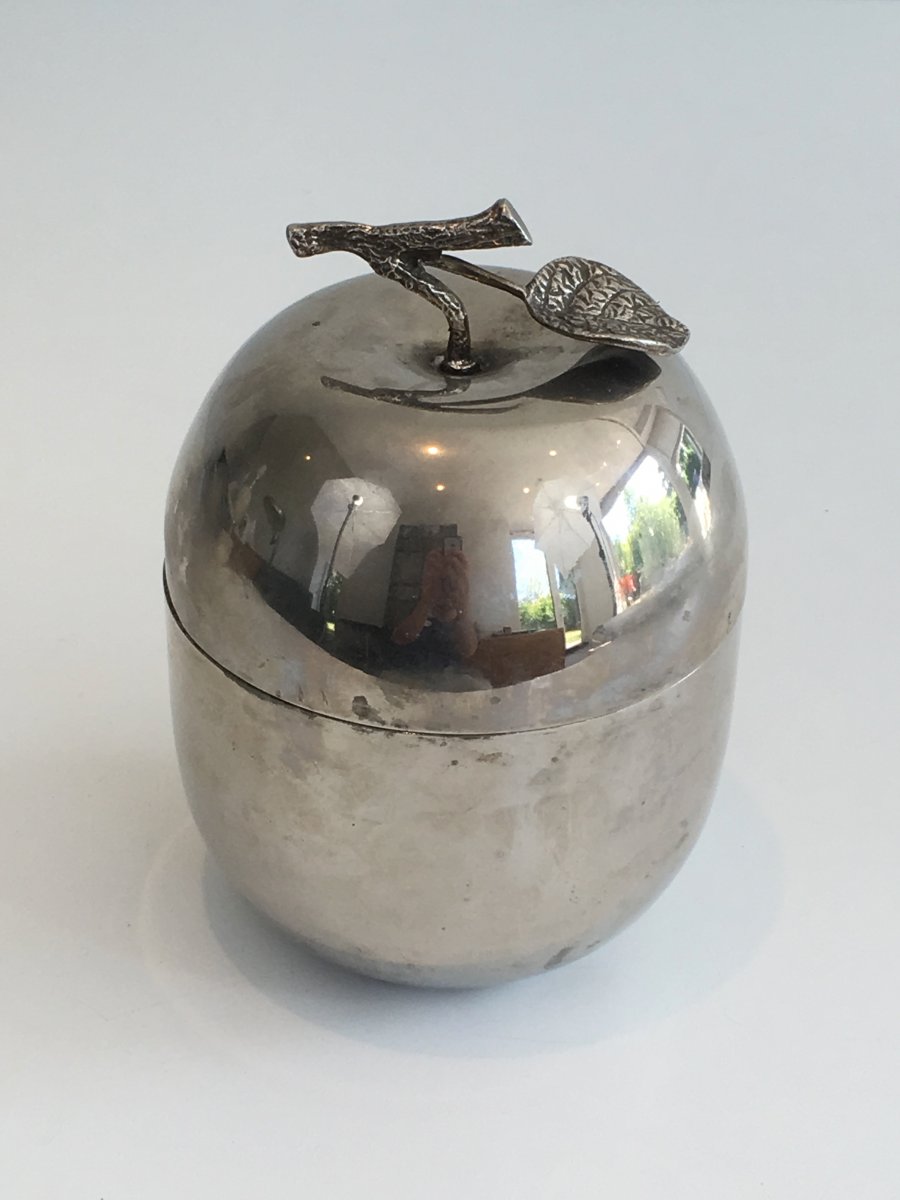 Silver Plated Ice Bucket Showing An Apple. French. Circa 1970 