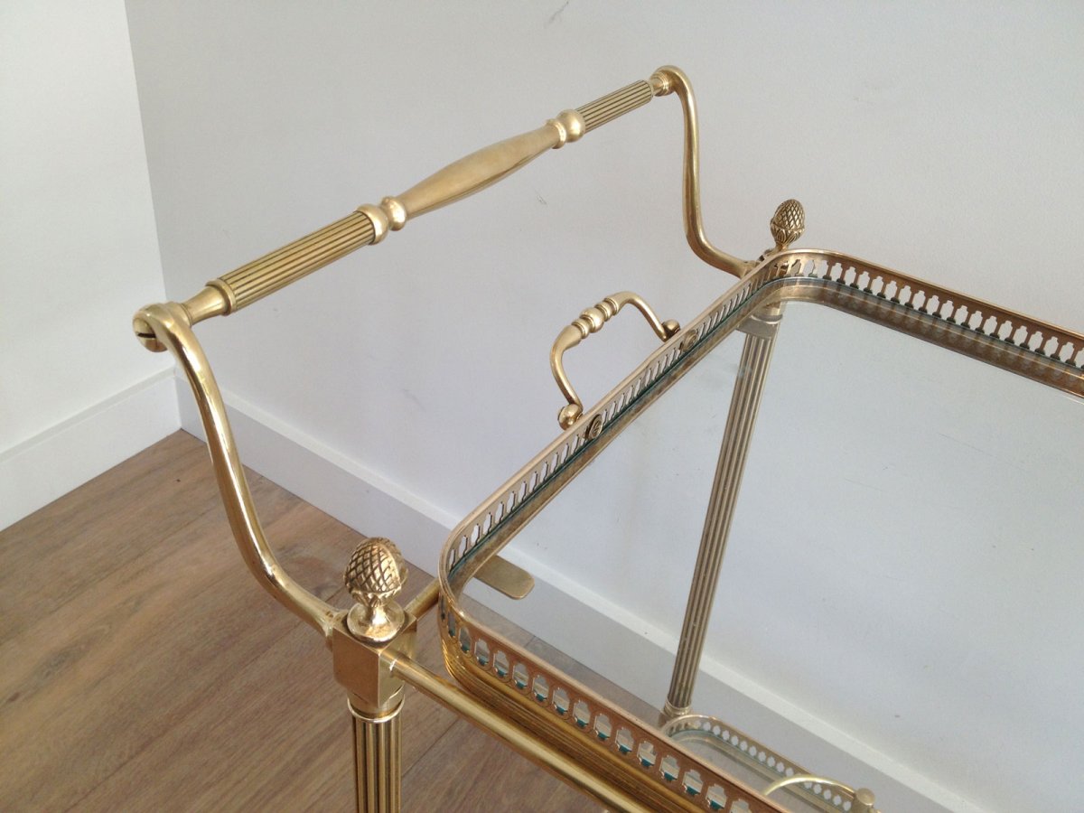 Neoclassical Style Brass Drinks Trolley With Removable Trays. French Work By Maison Jansen. Circa 1940-photo-3