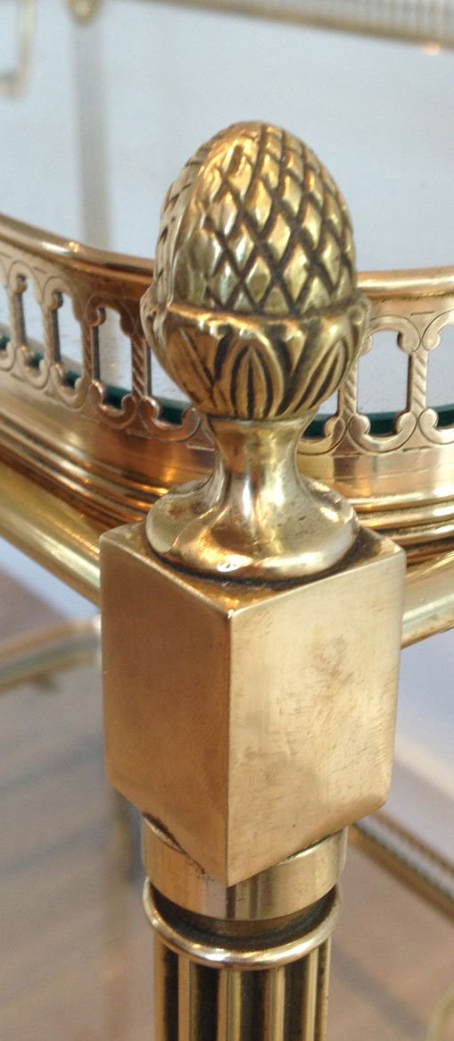 Neoclassical Style Brass Drinks Trolley With Removable Trays. French Work By Maison Jansen. Circa 1940-photo-2