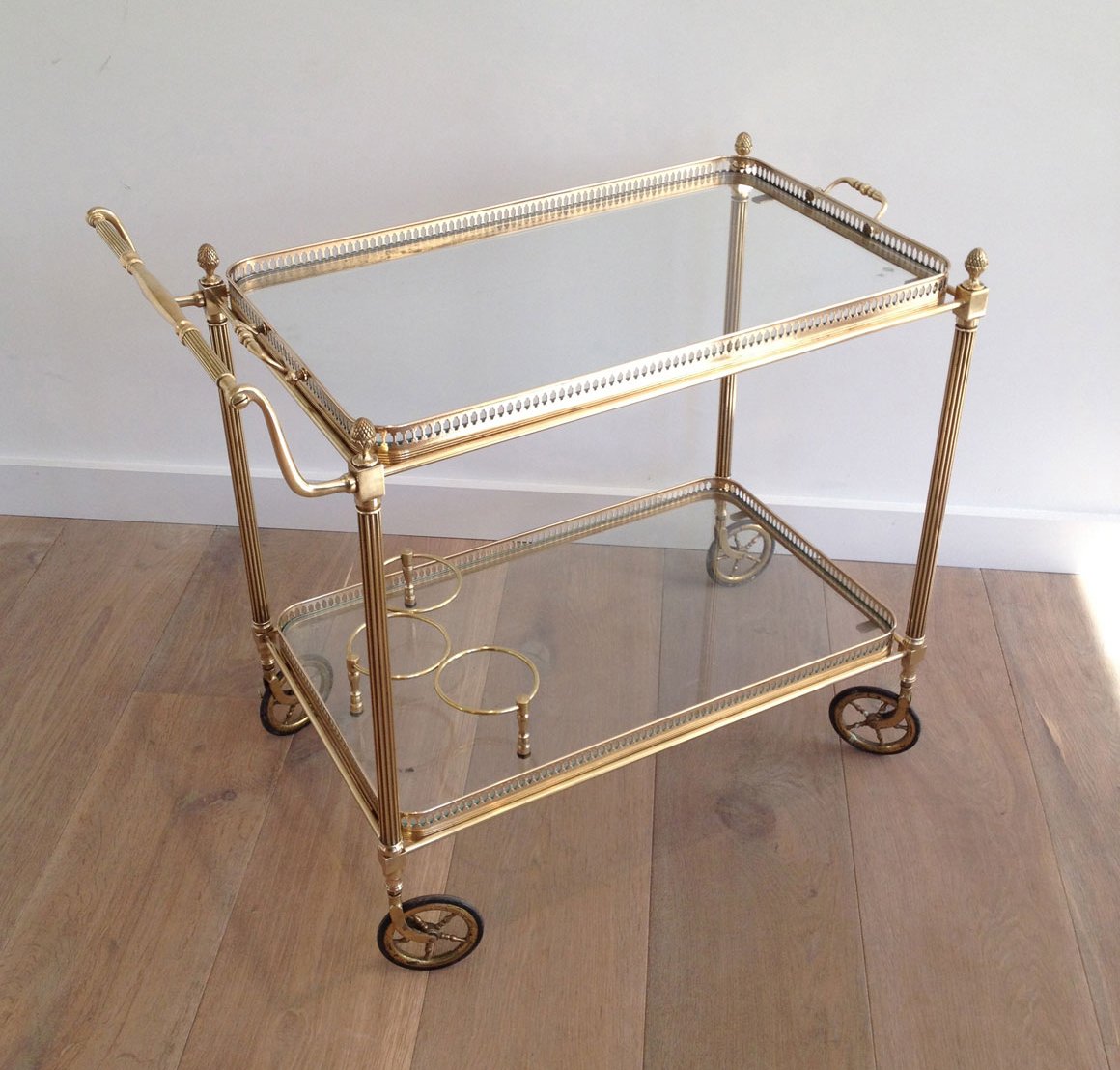 Neoclassical Style Brass Drinks Trolley With Removable Trays. French Work By Maison Jansen. Circa 1940-photo-5