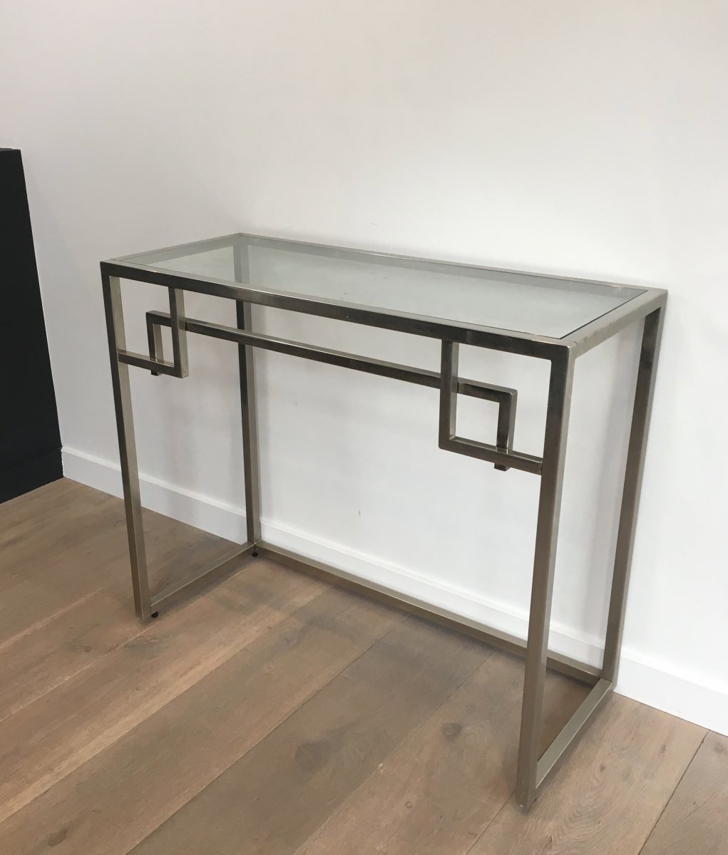 Design Chromed Console Table. French. Circa 1970-photo-4