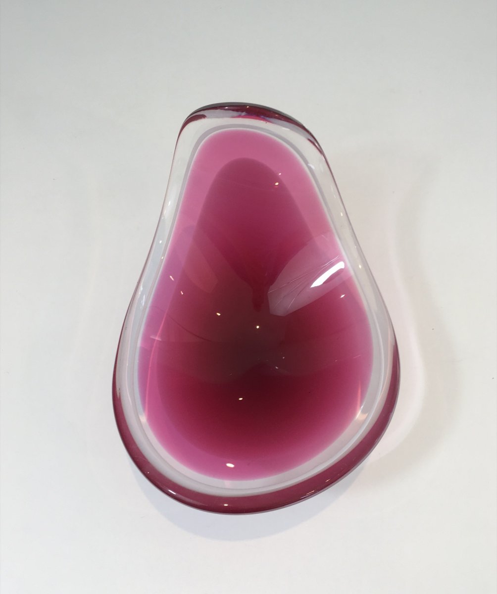 Unusual Free Form Colored Crystal Cup. Signed. Scandinavian. Circa 1970-photo-4