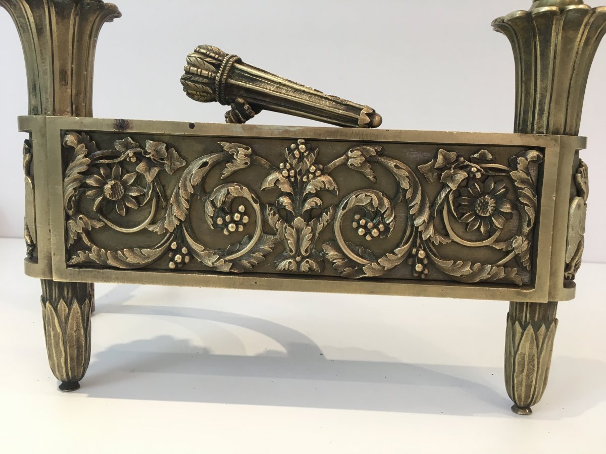 Paire De Chenets d'Epoque Empire En Bronze. Vers 1850-photo-3