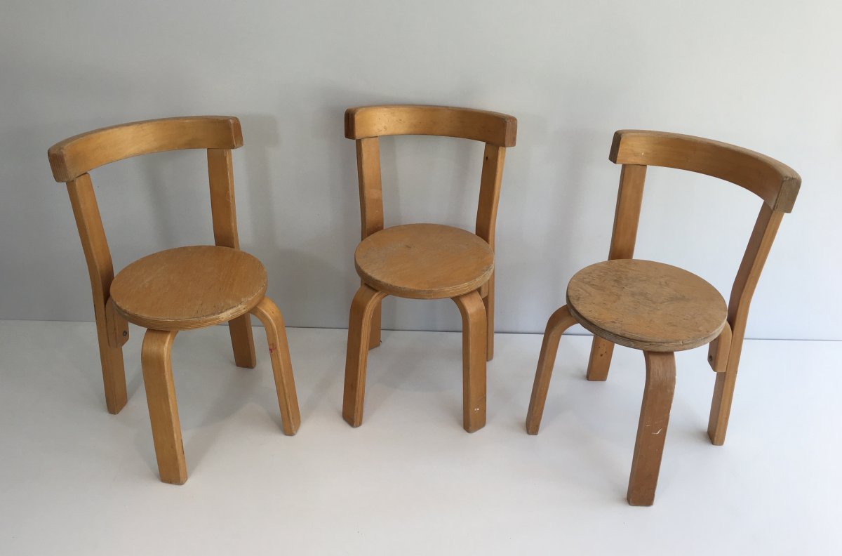 Set Of 3 Children Chairs. Circa 1970