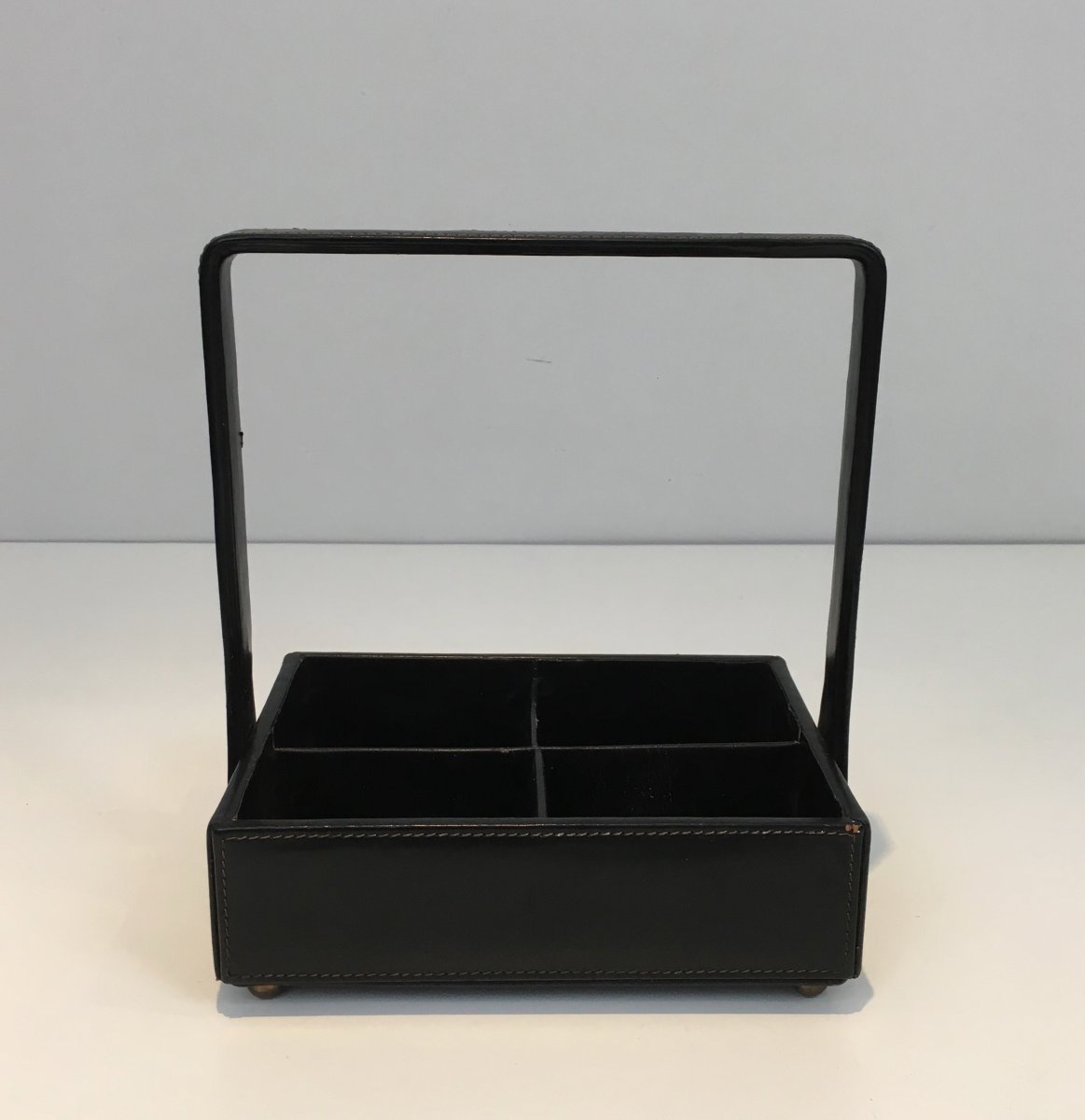 Jacques Adnet. Nécessaire De Bureau En Cuir. Vers 1950-photo-3