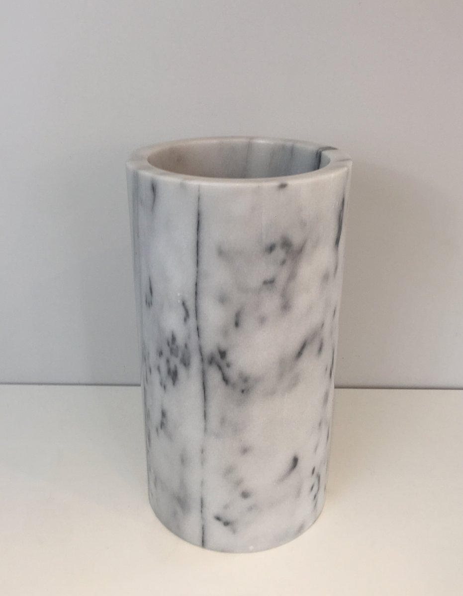 In The Style Of Angelo Mangiarotti. Carrara Marble Umbrella Stand. Italian. Circa 1970-photo-4