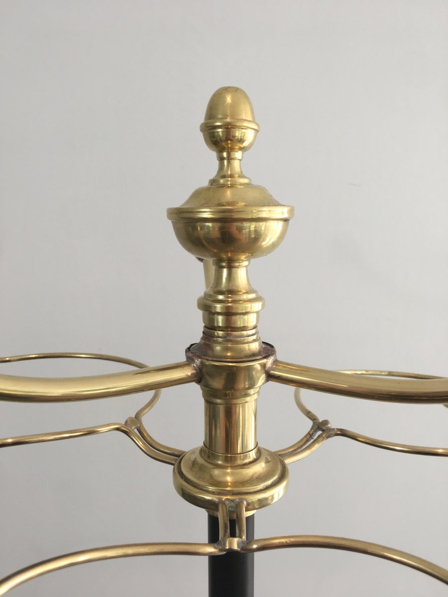 Unusual Tall Black Lacquered And Brass Coat And Hat Rack. French. Circa 1900-photo-6