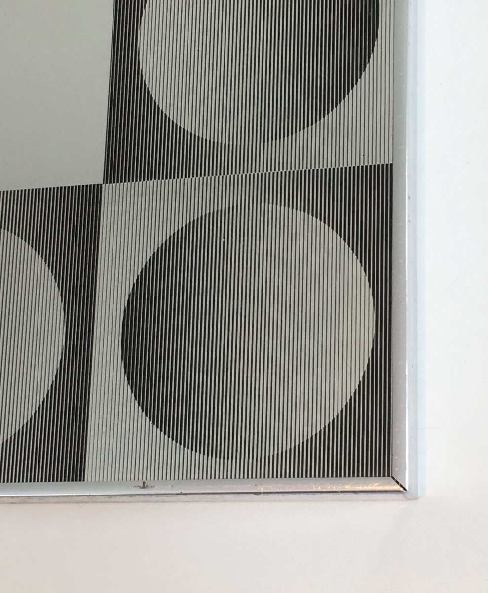 Dans Le Goût De Victor Vasarely. Miroir Art Optique (fêlé Dans Un Angle). Vers 1970-photo-6