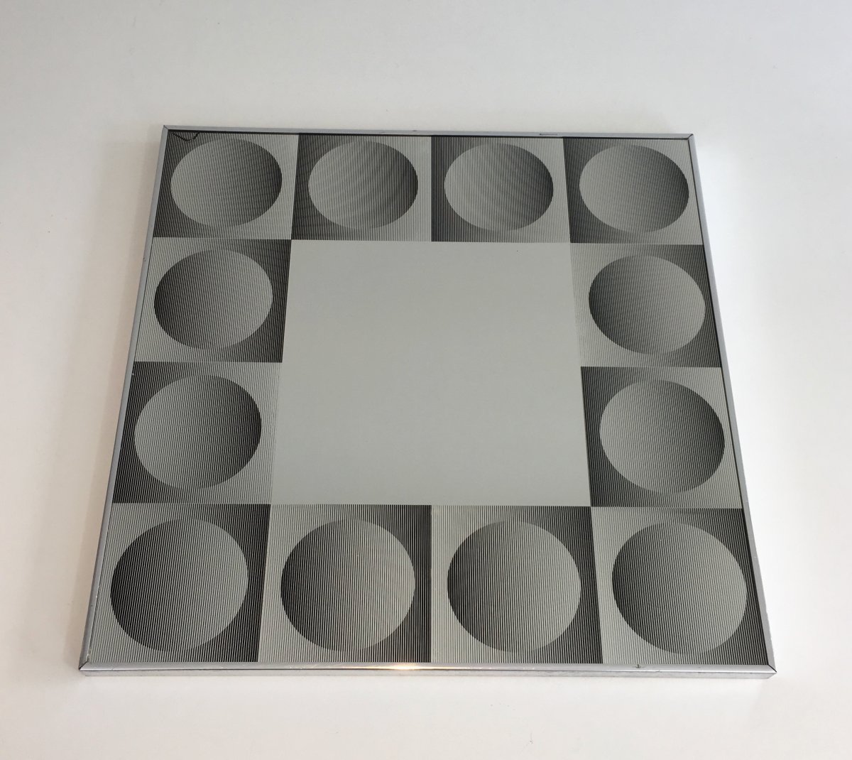 In The Style Of Victor Vasarely. Optique Art Mirror (damaged In A Corner). Vers 1970-photo-8