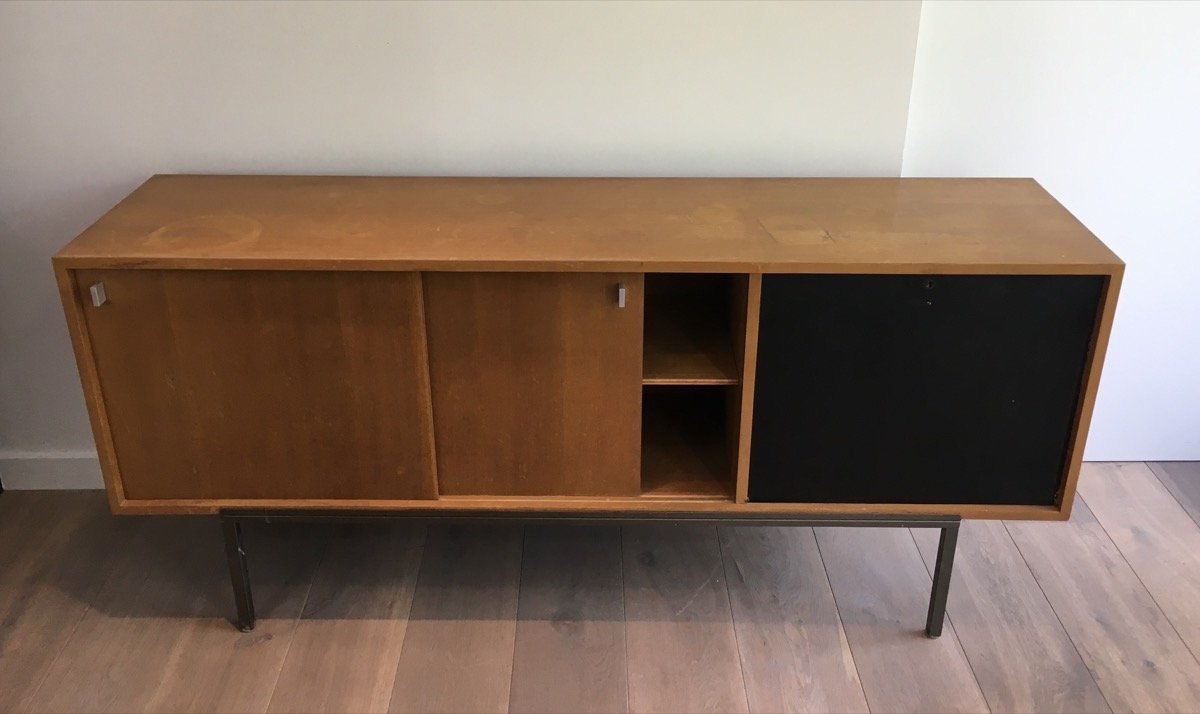 Sideboard With Two Sliding Doors And Bar And A Metal Base. Circa 1950