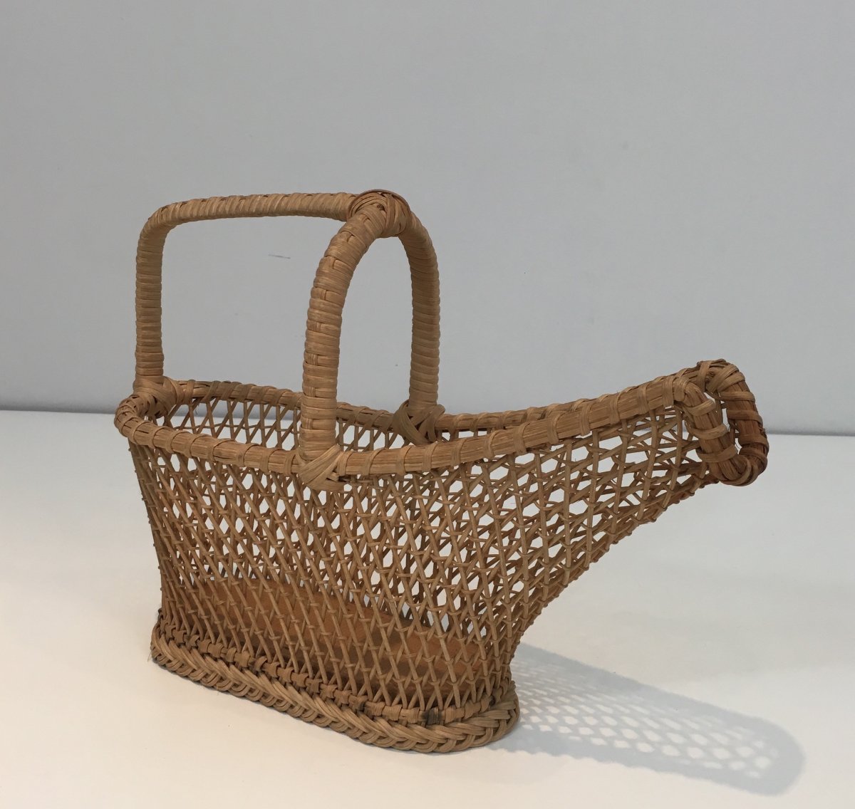 Rattan Bottle Holder. French. Circa 1970-photo-4