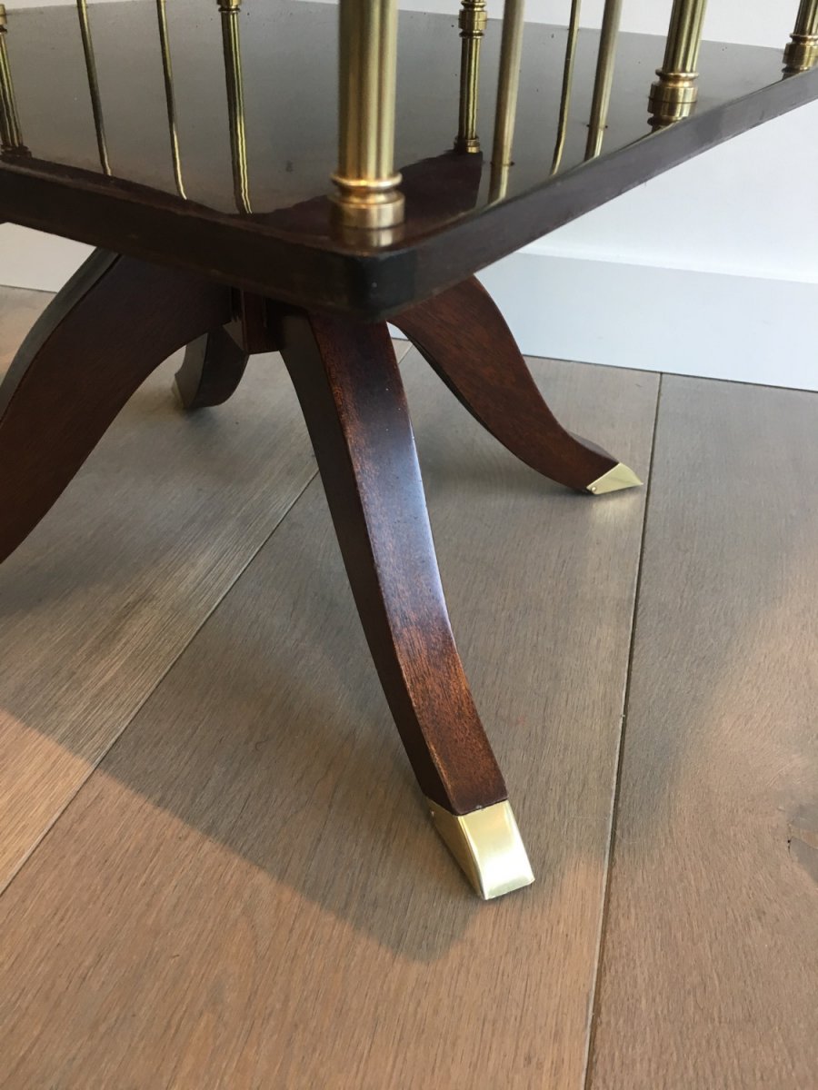 Neoclassical Style Mahogany And Brass Revolving Library. French. Circa 1950-photo-5