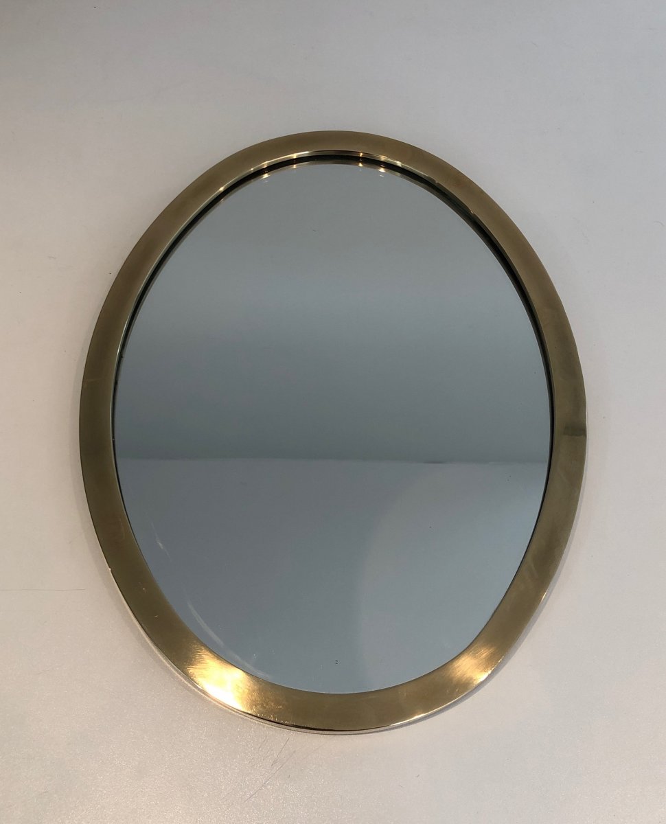 Small Oval Brass Mirror. French. Circa 1970-photo-4