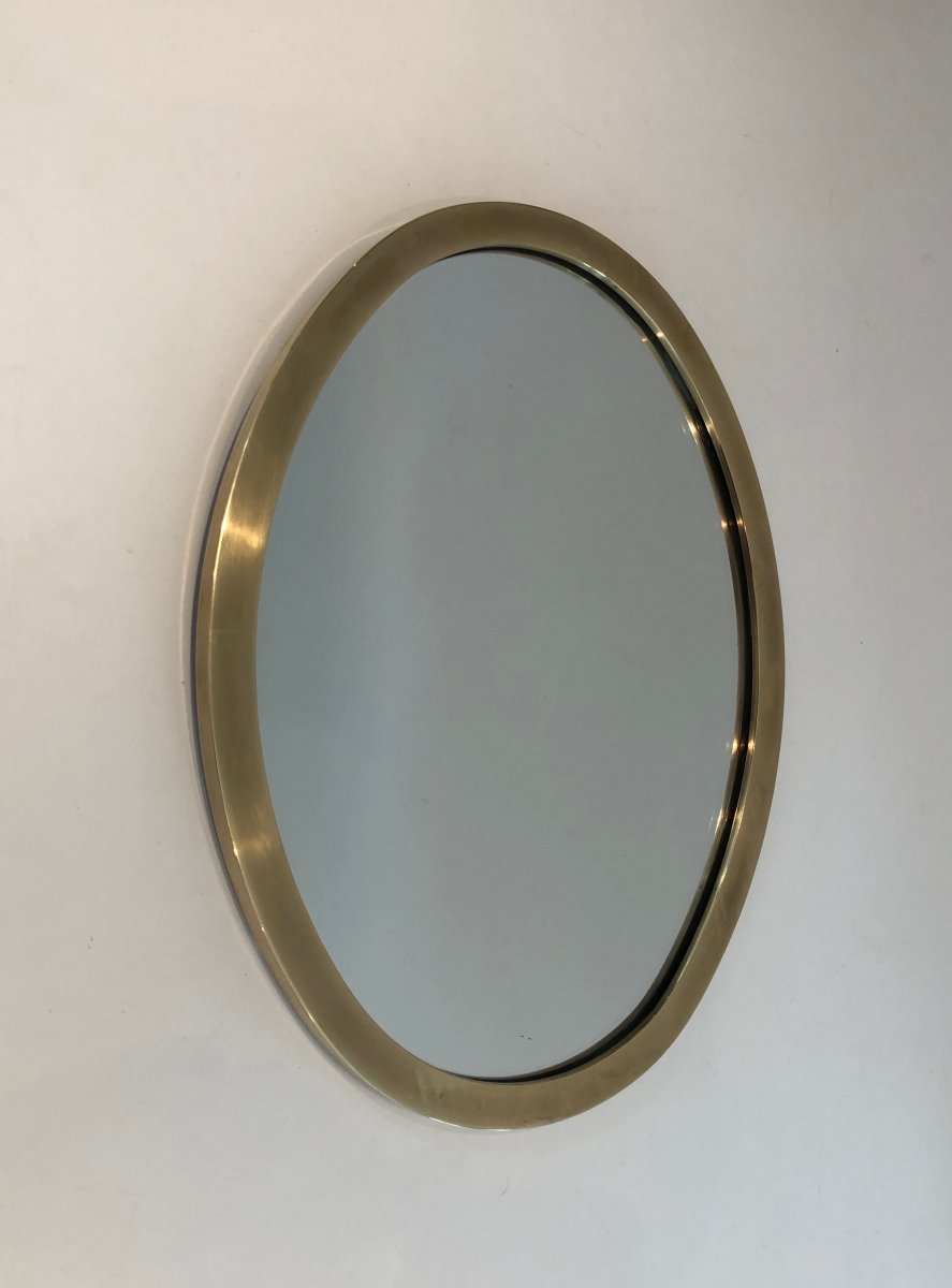 Small Oval Brass Mirror. French. Circa 1970-photo-2