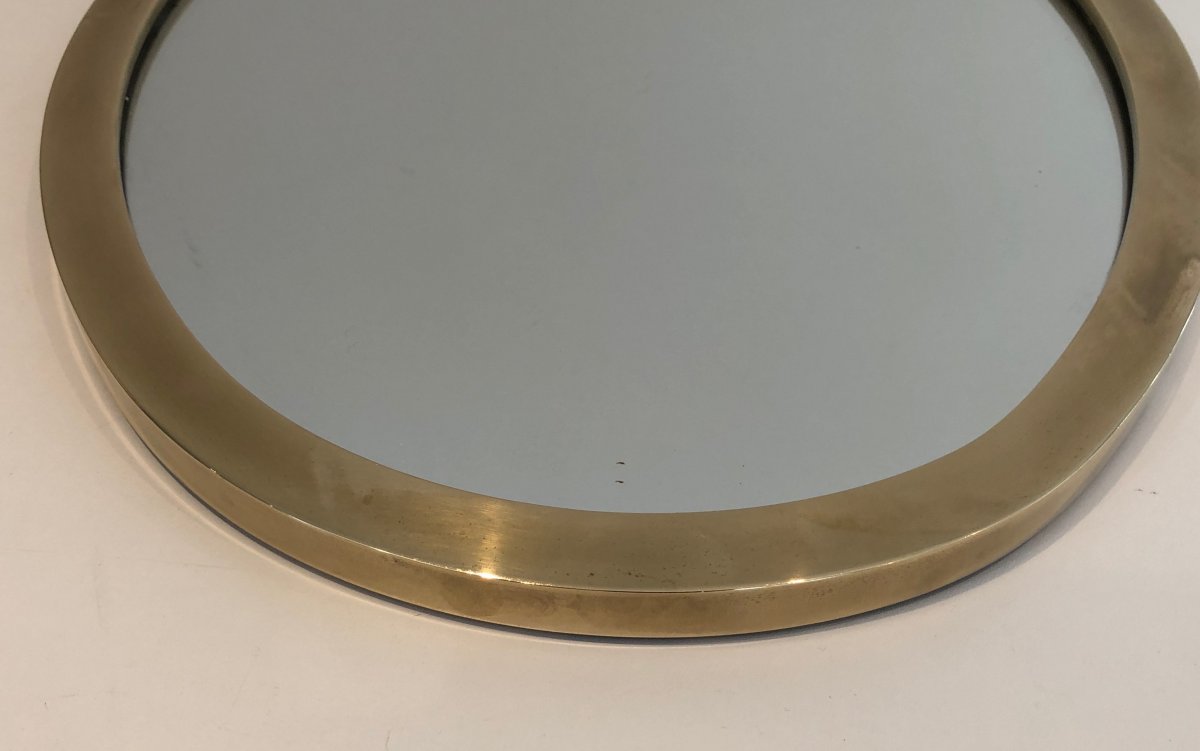 Small Oval Brass Mirror. French. Circa 1970-photo-4
