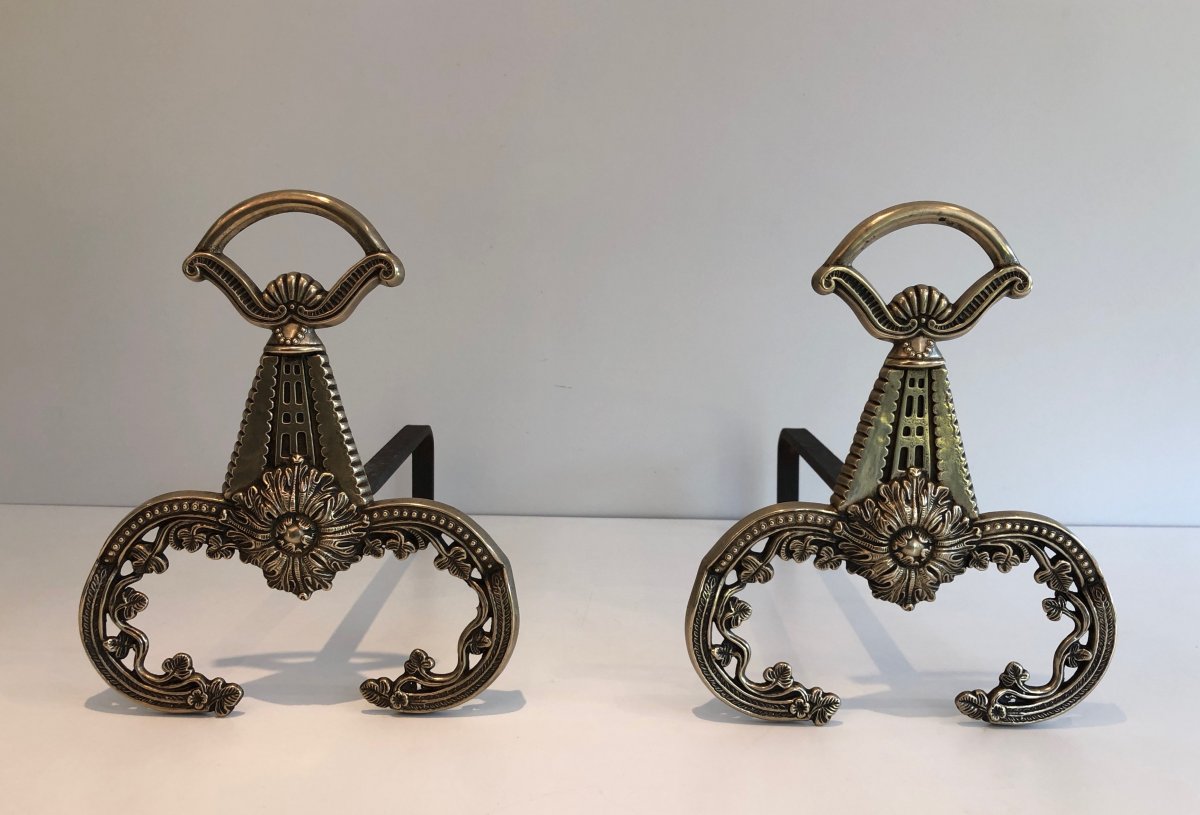 Paire De Chenets De Style Néoclassique En Bronze. Travail Français. Vers 1900