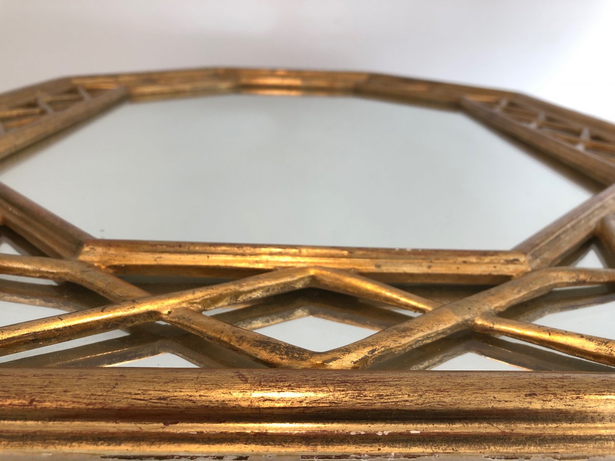 Gilt Wood Octogonal Glazing Mirror. French. Circa 1970-photo-3