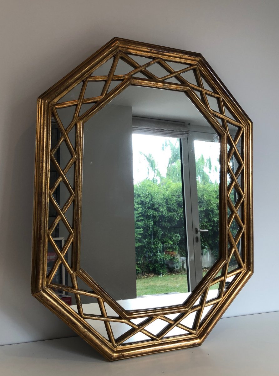 Gilt Wood Octogonal Glazing Mirror. French. Circa 1970-photo-7