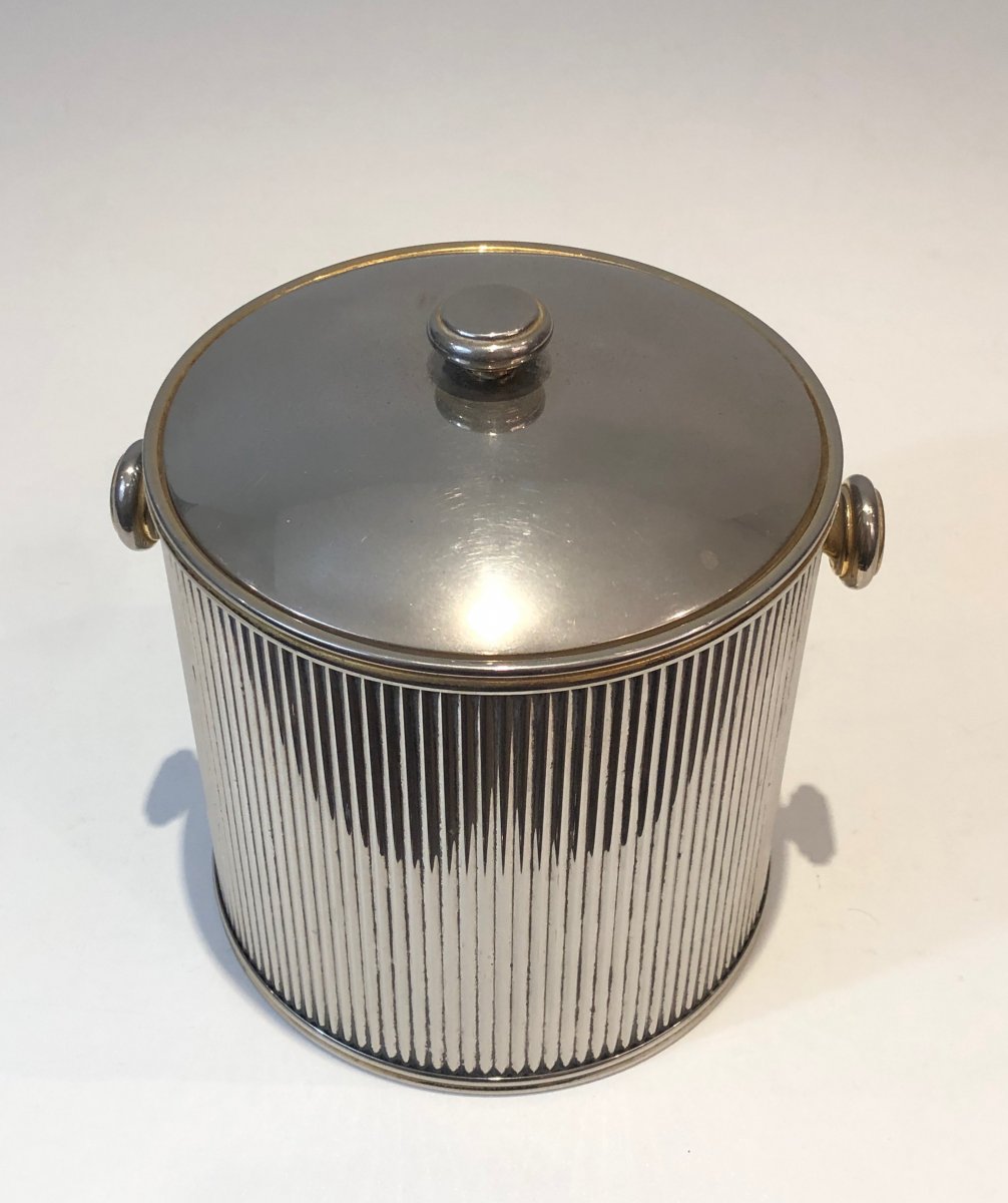 Silver Plated And Plastic Ice Bucket. French. Circa 1970-photo-2