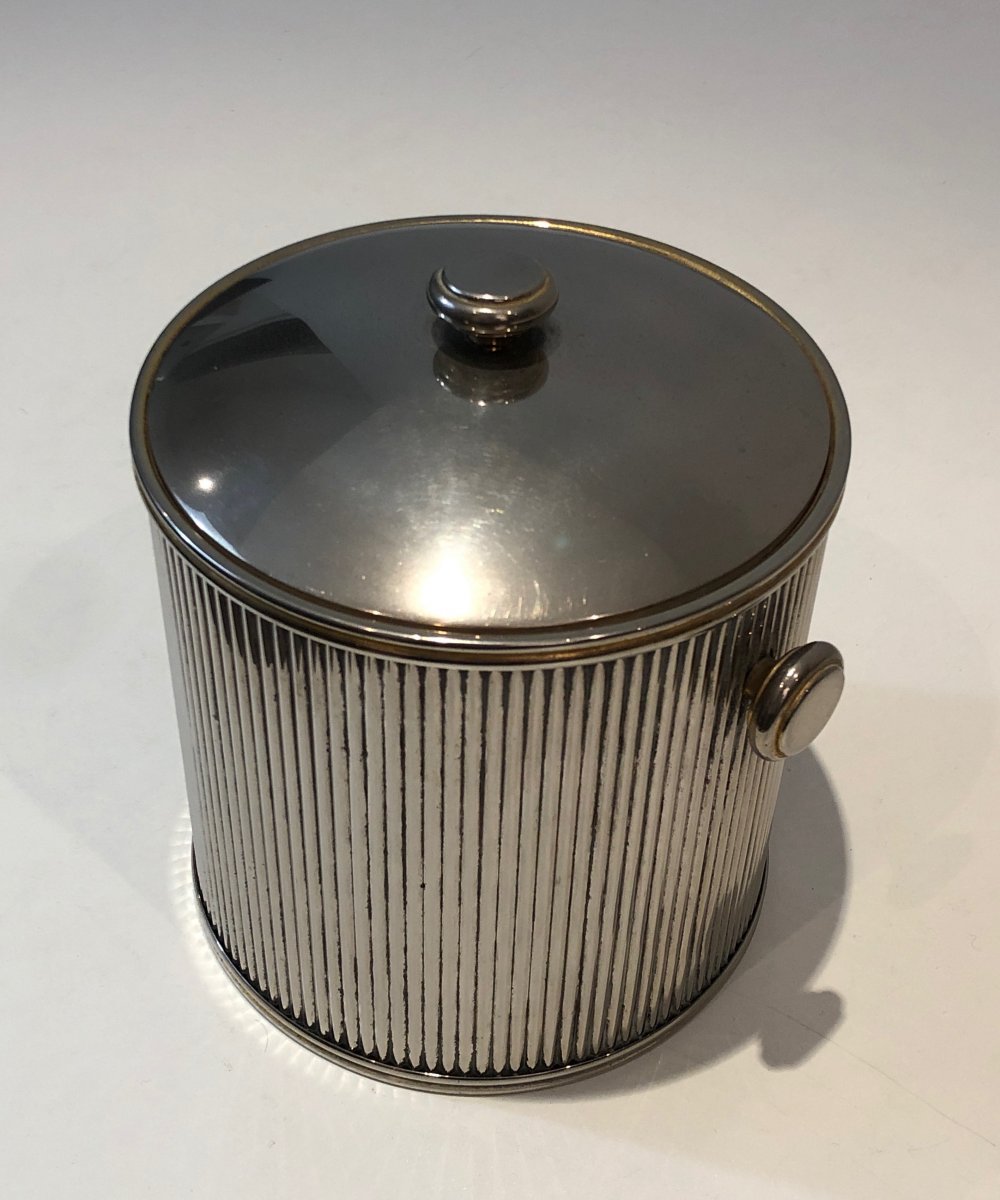 Silver Plated And Plastic Ice Bucket. French. Circa 1970-photo-3