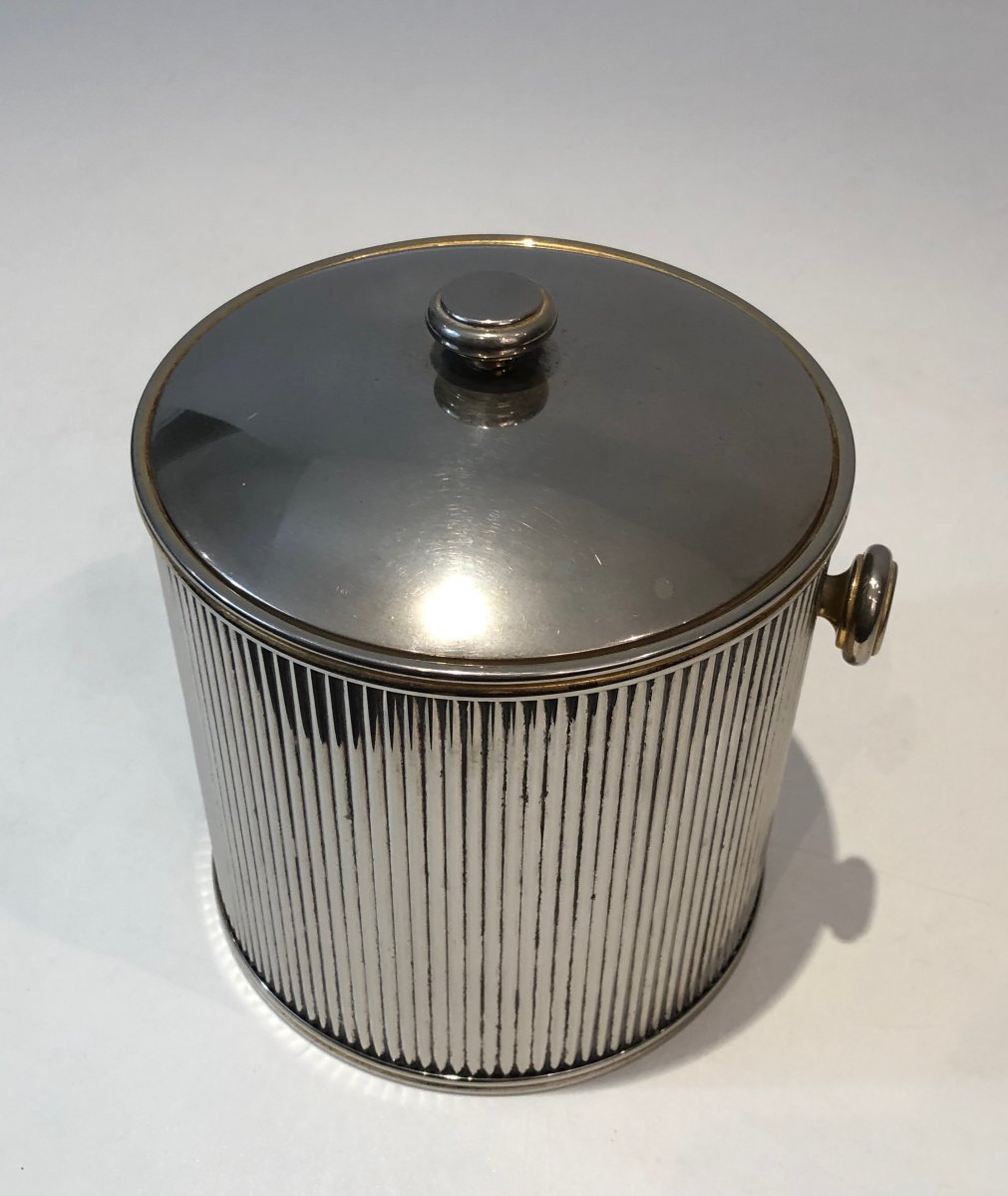Silver Plated And Plastic Ice Bucket. French. Circa 1970-photo-7