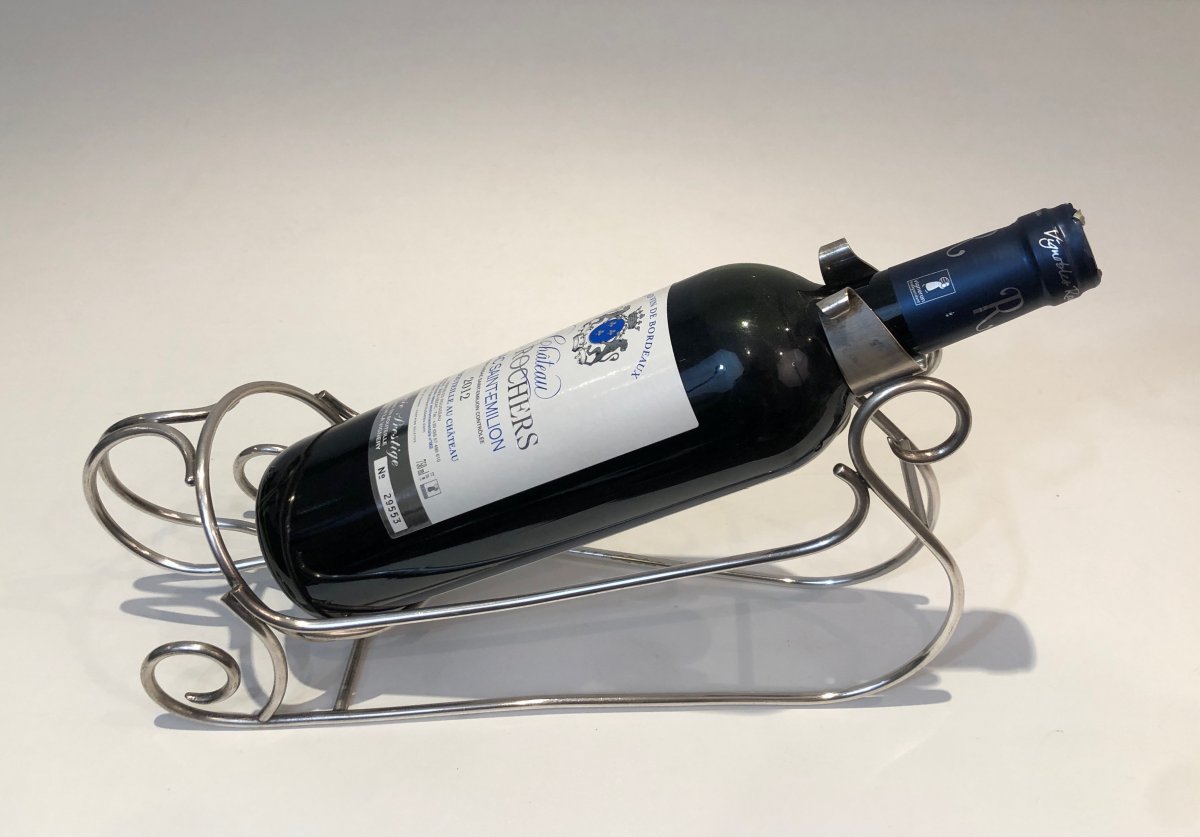 Silver Plated Sleigh Bottle Holder. French. Circa 1930-photo-2