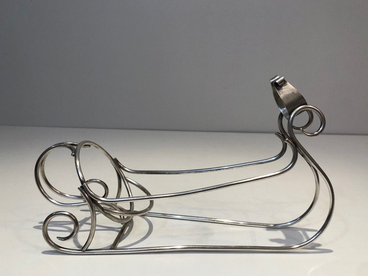 Silver Plated Sleigh Bottle Holder. French. Circa 1930-photo-2