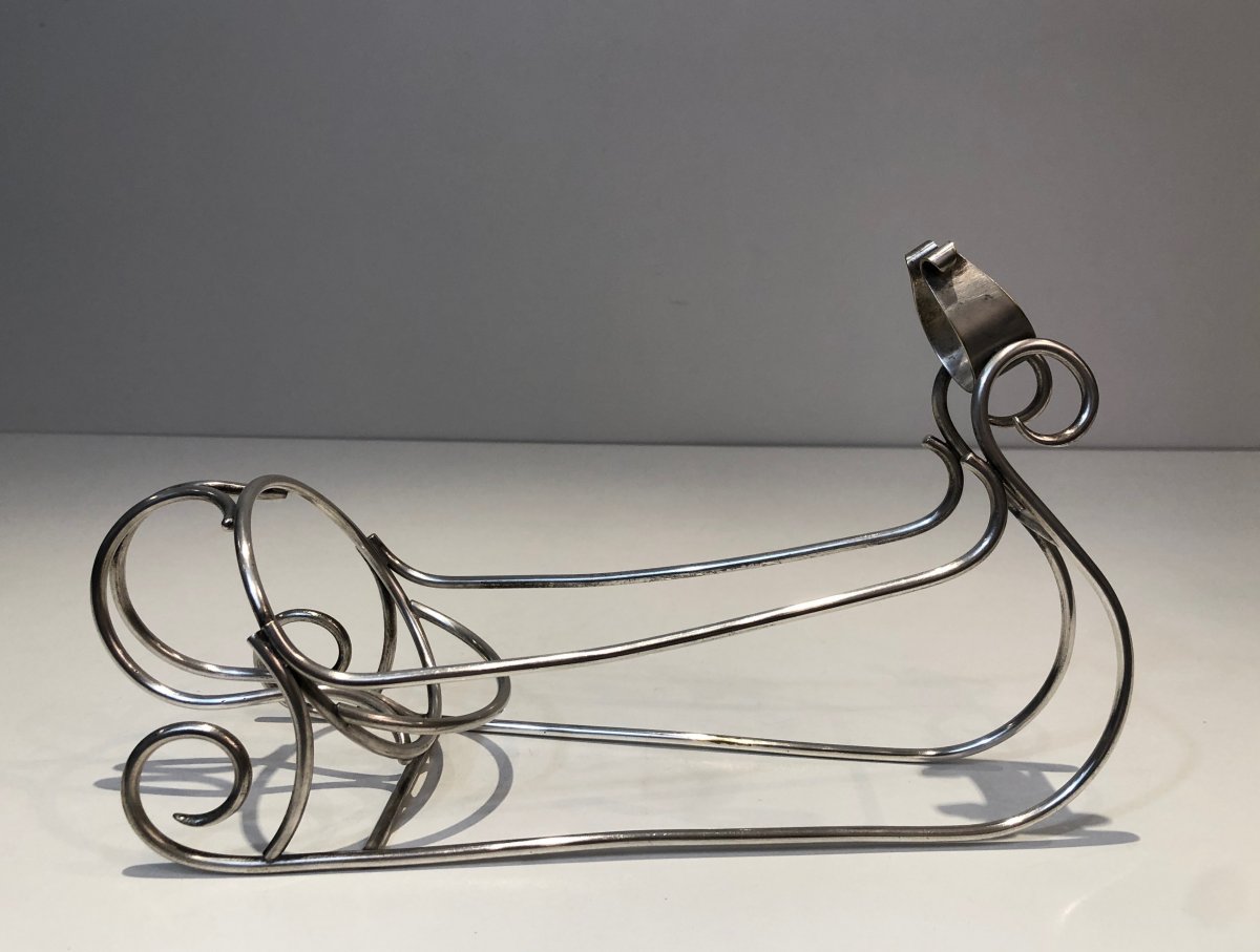 Silver Plated Sleigh Bottle Holder. French. Circa 1930-photo-8