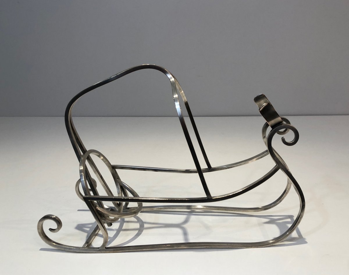 Silver Plated Sleigh Bottle Holder. French. Circa 1930-photo-1