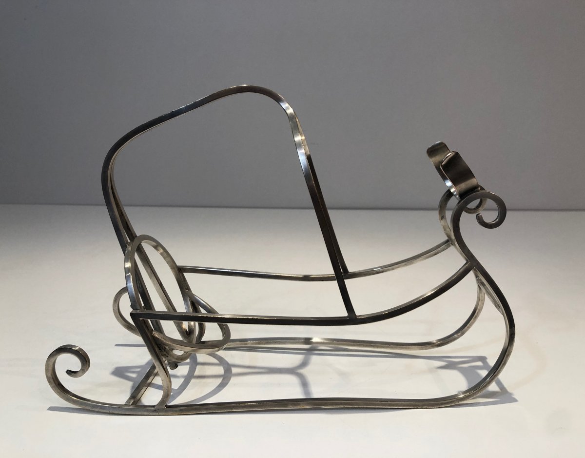 Silver Plated Sleigh Bottle Holder. French. Circa 1930-photo-8