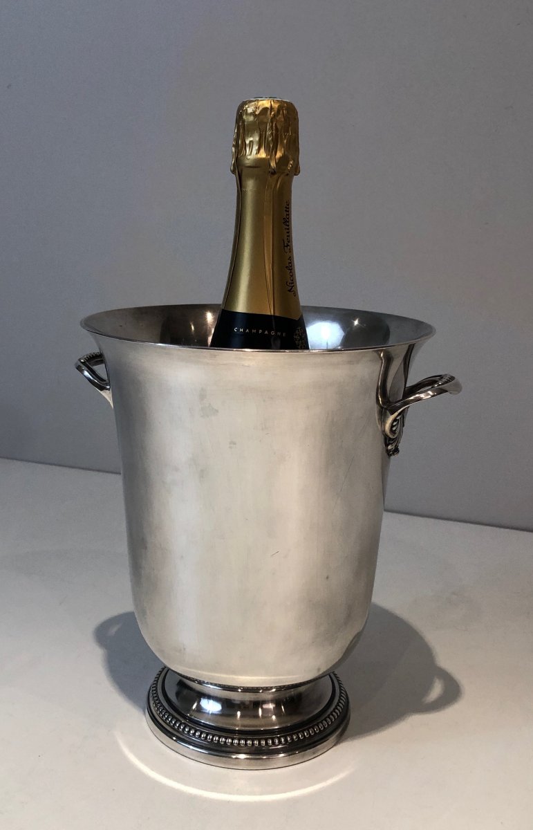 Seau à Champagne En Métal Argenté. Travail Français. Vers 1930-photo-2