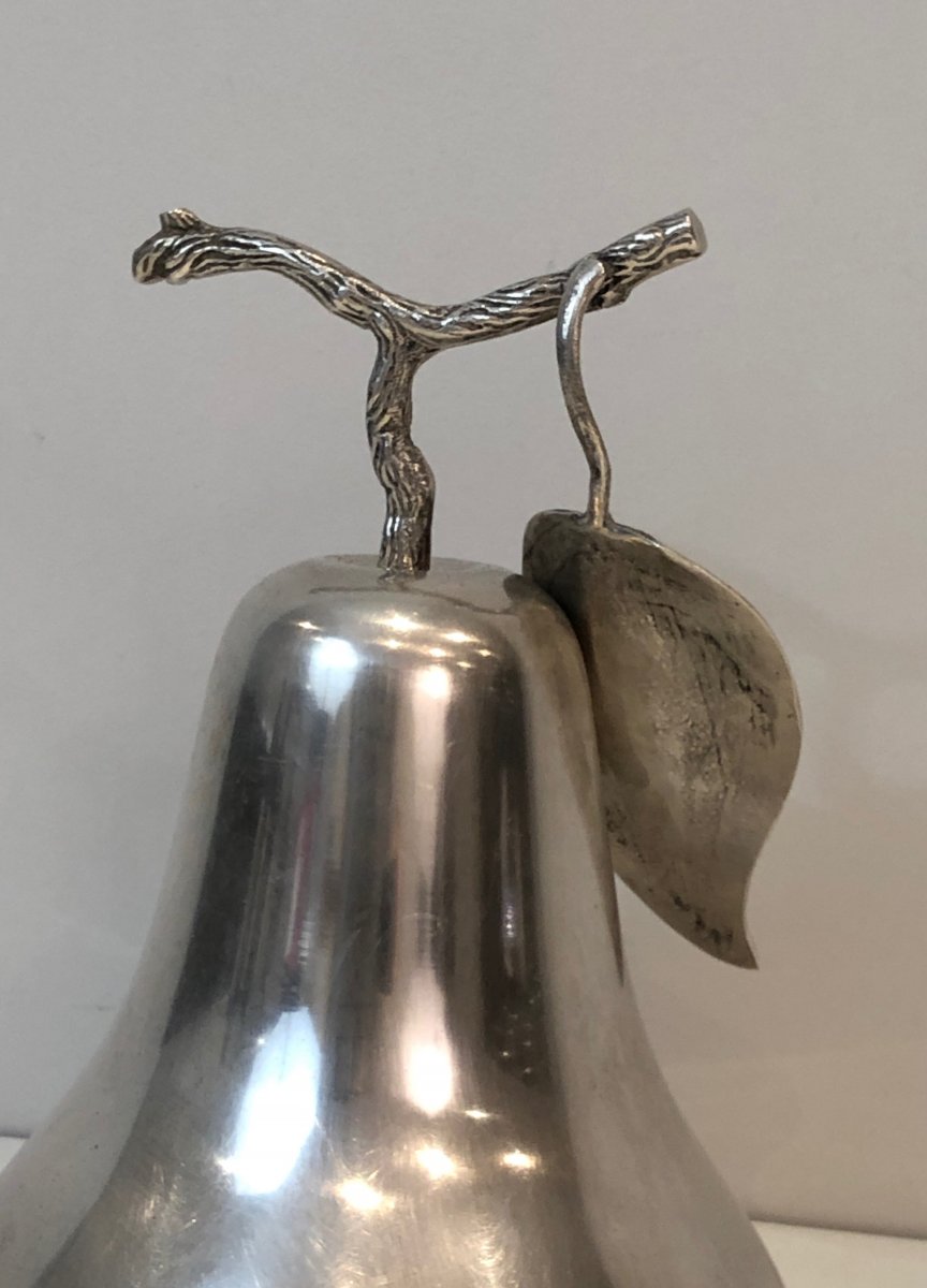 Silver Plated Pear Ice Bucket (a Bit Damaged). French. Circa 1970-photo-4