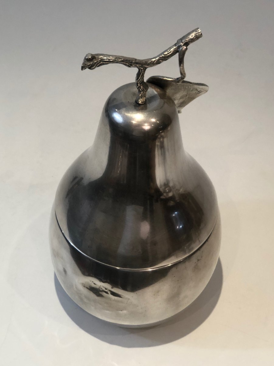 Silver Plated Pear Ice Bucket (a Bit Damaged). French. Circa 1970-photo-2