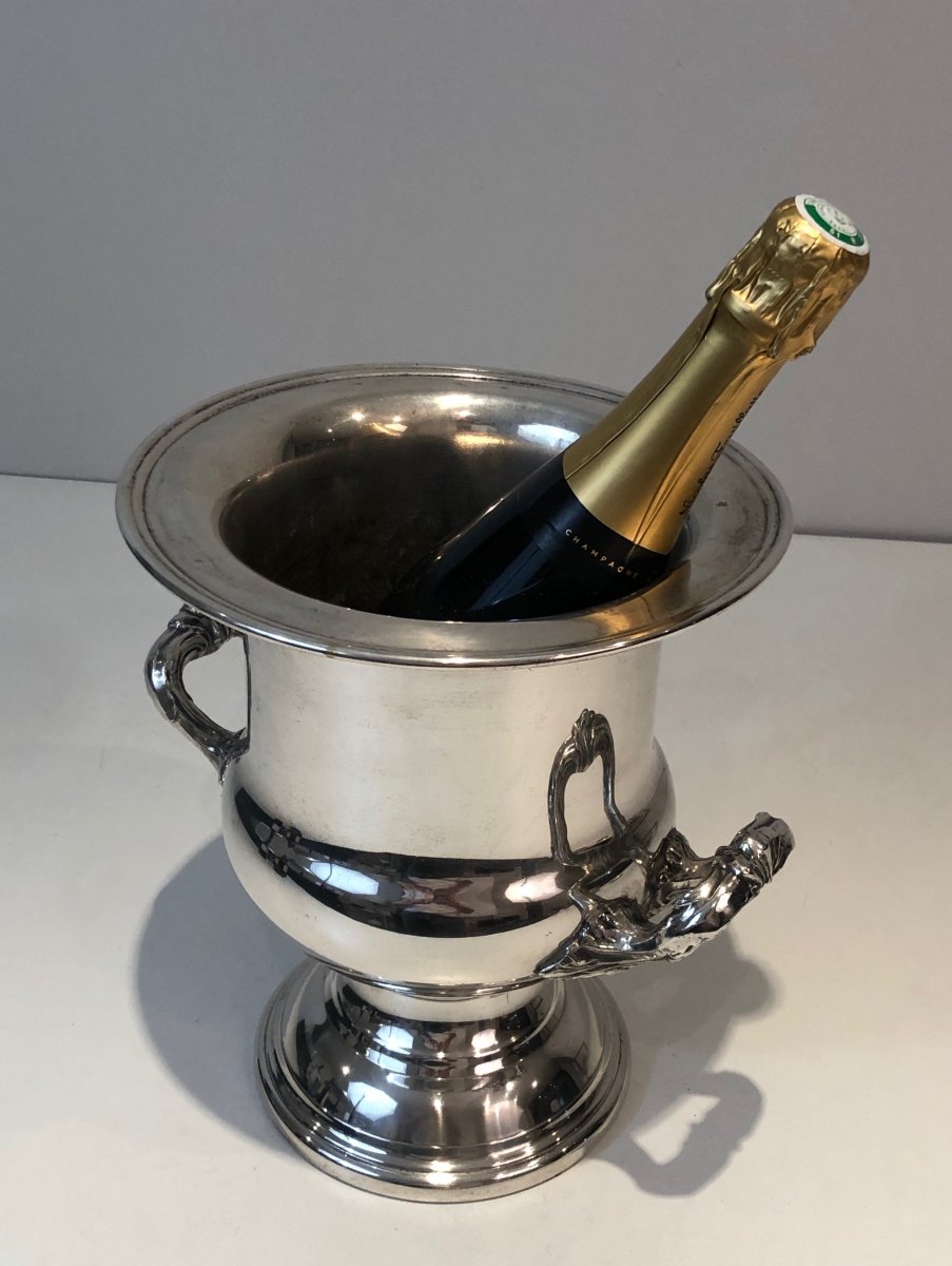 Seau à Champagne En Métal Argenté. Travail Français. Vers 1900-photo-7