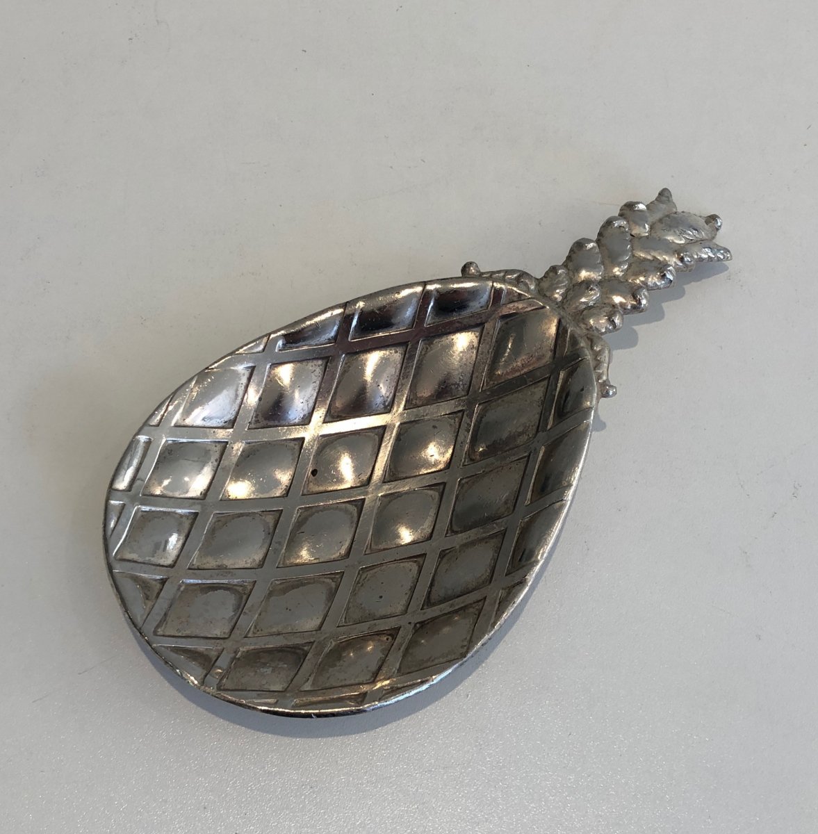 Silver Plated Pineapple Vide-poche. French. Circa 1970-photo-5