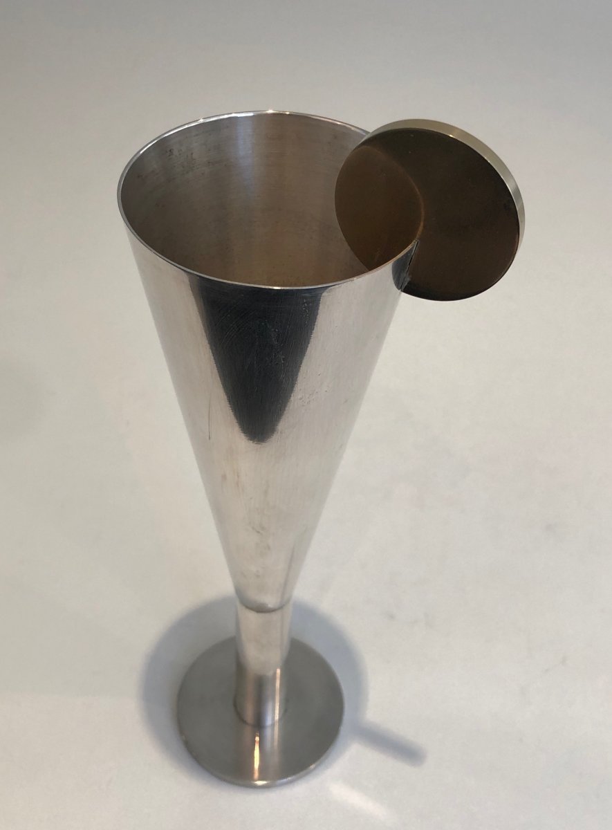 A.pozzi. Silver Plated And Brass Champagne Flute. Italy. Marked Padova A.pozzi. Circa 1950-photo-1