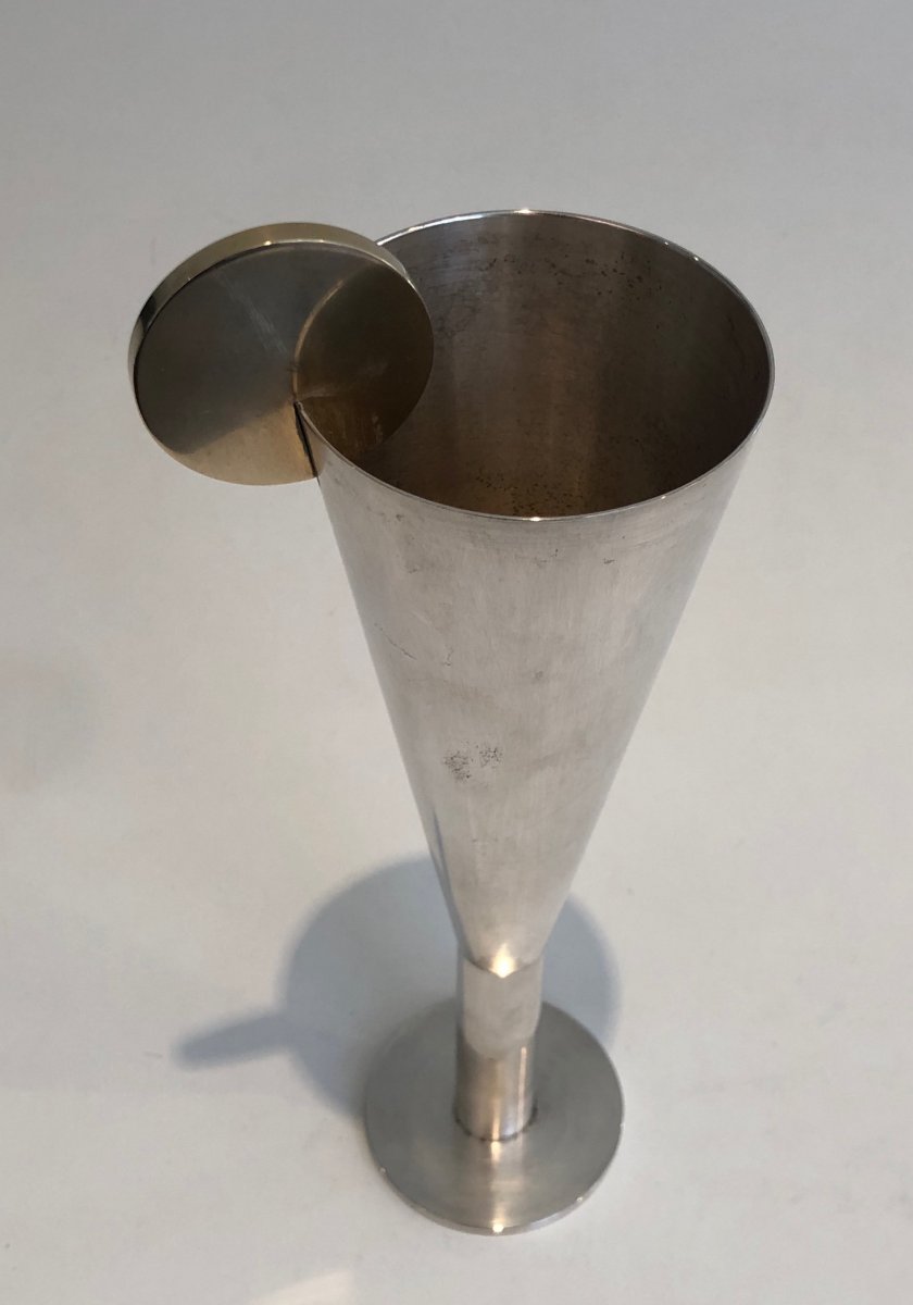 A.pozzi. Silver Plated And Brass Champagne Flute. Italy. Marked Padova A.pozzi. Circa 1950-photo-7