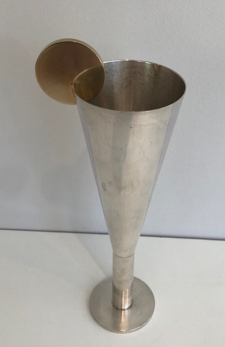 A.pozzi. Silver Plated And Brass Champagne Flute. Italy. Marked Padova A.pozzi. Circa 1950-photo-8
