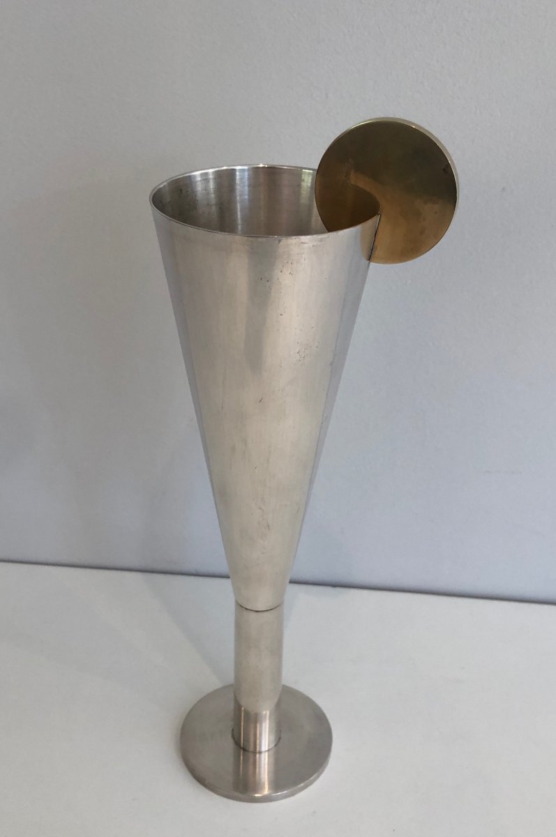 A.pozzi. Silver Plated And Brass Champagne Flute. Italy. Marked Padova A.pozzi. Circa 1950